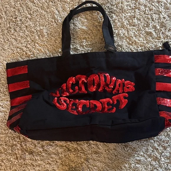 Victoria's Secret Black Tote with Red Accents - Picture 1 of 7